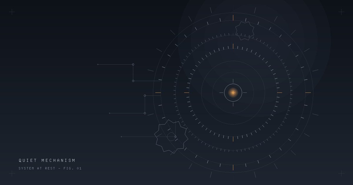 Concentric rings and quiet circuit traces representing automation in daily life running quietly in the background